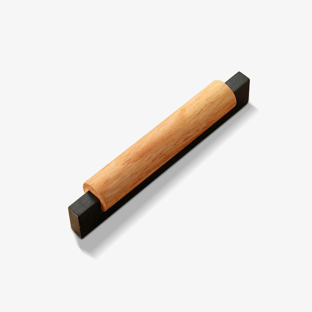 Modern Wood Cabinet Pulls with Black / Silver Metal Ends
