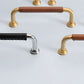 Leather-Wrapped Round Bar Cabinet Pulls and Door Handles