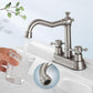 European Antique Two-hand Wheel 3 Hole Bathroom Faucet