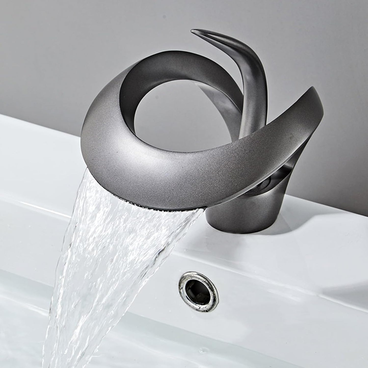 Veyra Waterfall Bathroom Sink Faucet, Modern Single Hole Single Lever Vanity Faucet