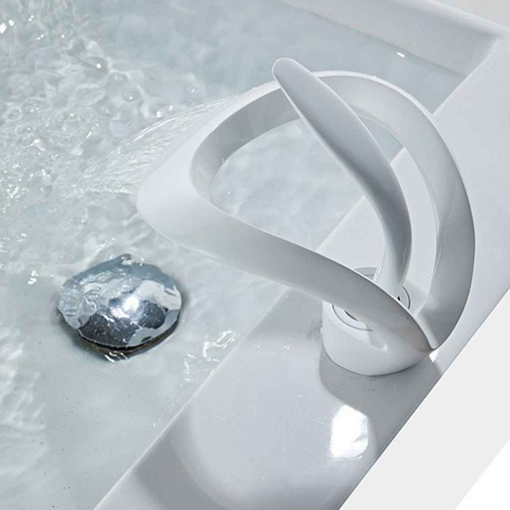 Veyra Waterfall Bathroom Sink Faucet, Modern Single Hole Single Lever Vanity Faucet