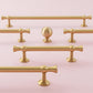 Gold-Finish Turned Brass Cabinet Handles and Knobs for Wardrobes