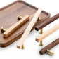 Wood Square Bar Cabinet Handles and Drawer Pulls with Brass Base