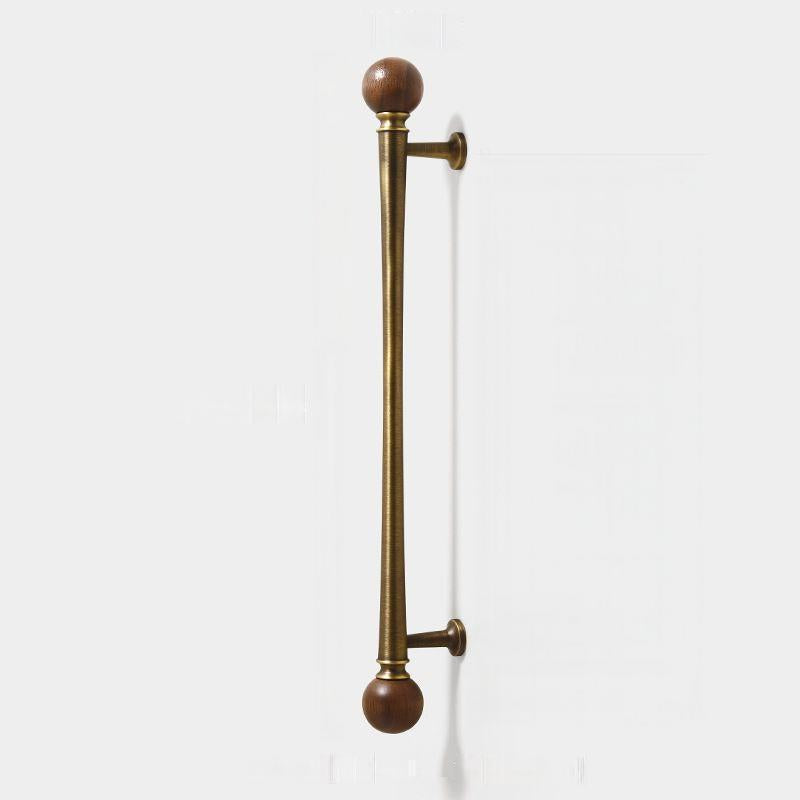 Mid-Century Walnut and Antique Bronze Cabinet Pulls and Knobs