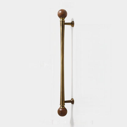 Mid-Century Walnut and Antique Bronze Cabinet Pulls and Knobs