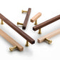 Wood Square Bar Cabinet Handles and Drawer Pulls with Brass Base