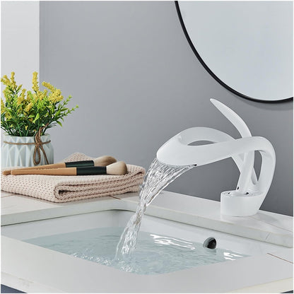 Veyra Waterfall Bathroom Sink Faucet, Modern Single Hole Single Lever Vanity Faucet