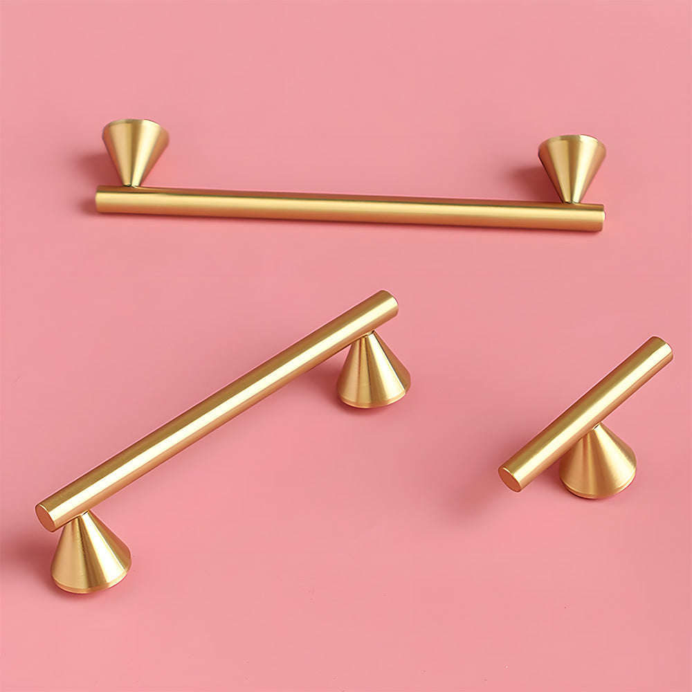 Brass Cabinet Pulls and T-Knobs with Cone Bases