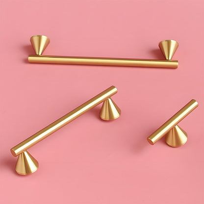Brass Cabinet Pulls and T-Knobs with Cone Bases
