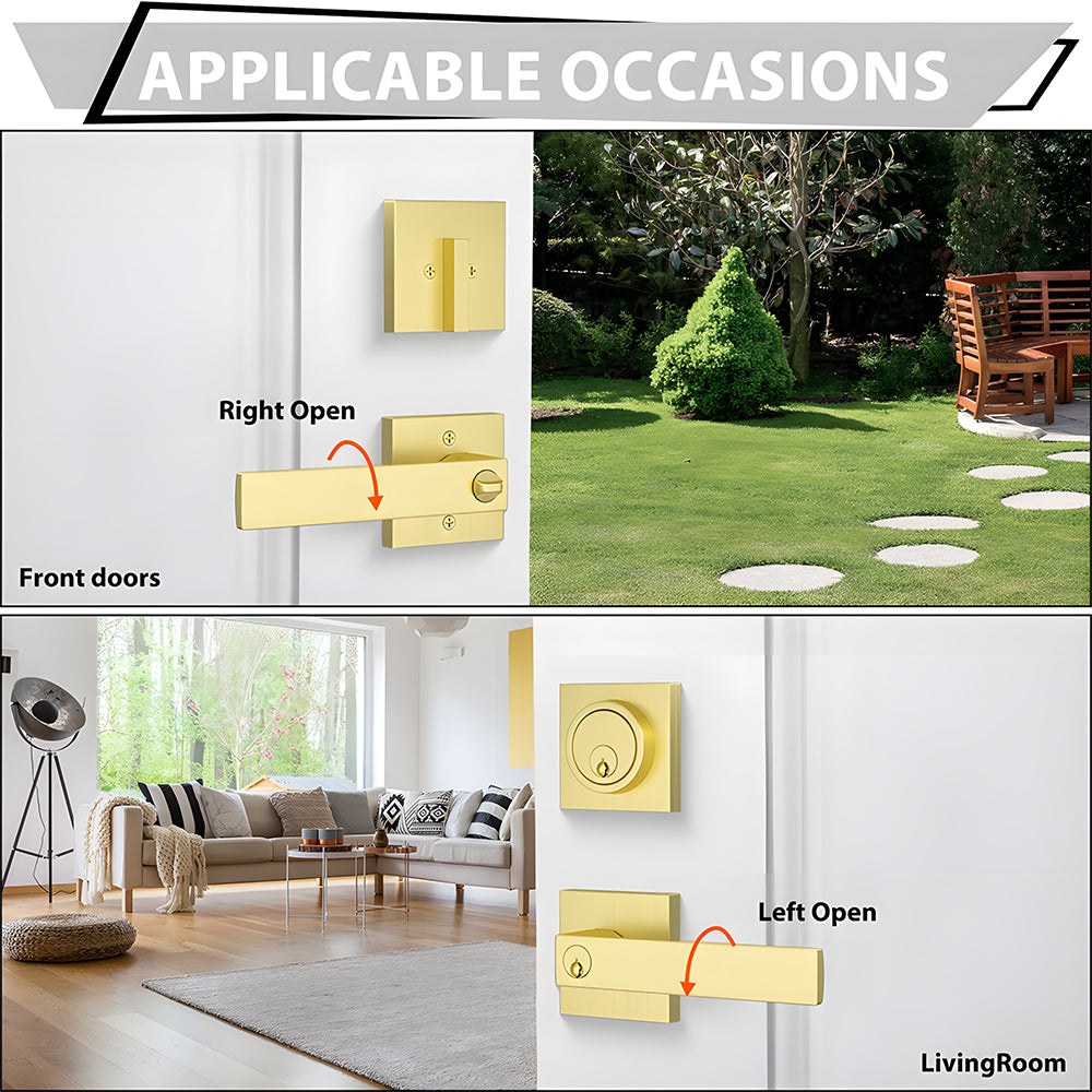 Keyed Entry Door Handle and Deadbolt Set for Exterior Doors