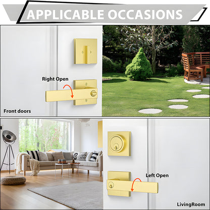 Keyed Entry Door Handle and Deadbolt Set for Exterior Doors