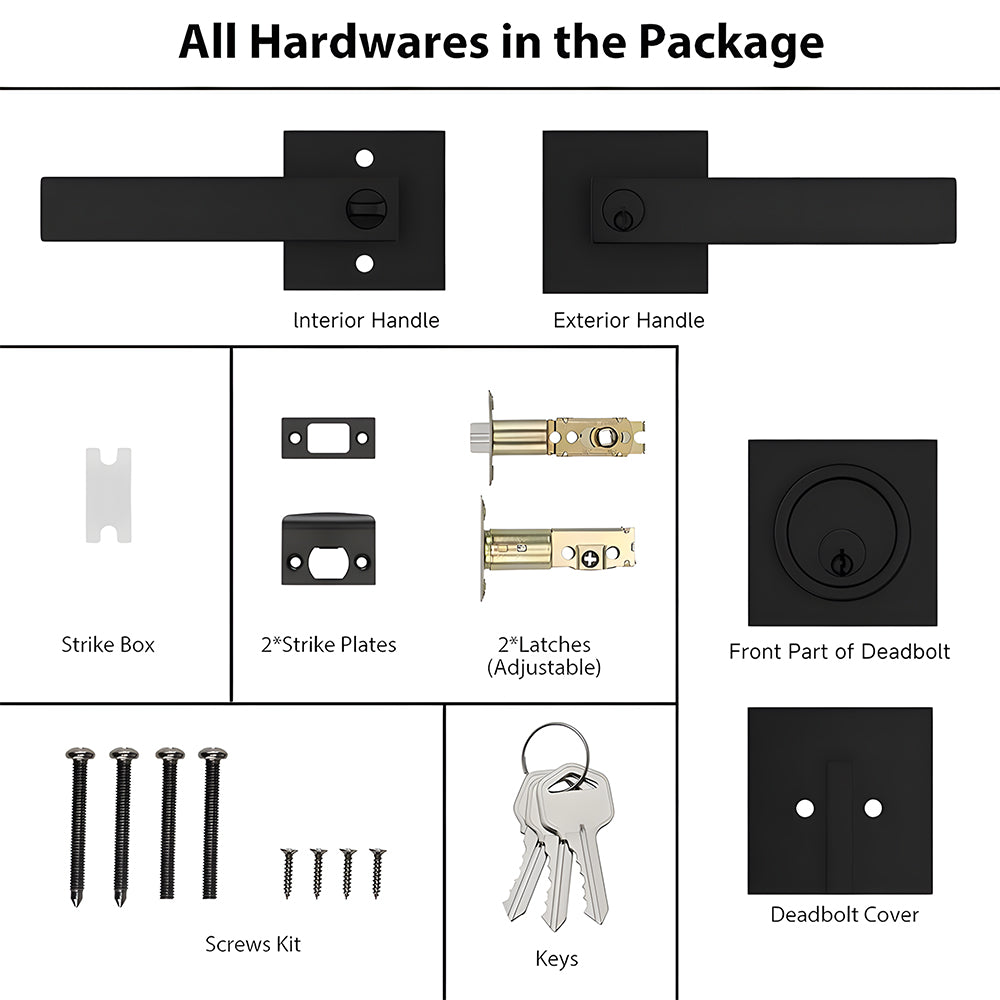 Keyed Entry Door Handle and Deadbolt Set for Exterior Doors