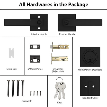 Keyed Entry Door Handle and Deadbolt Set for Exterior Doors