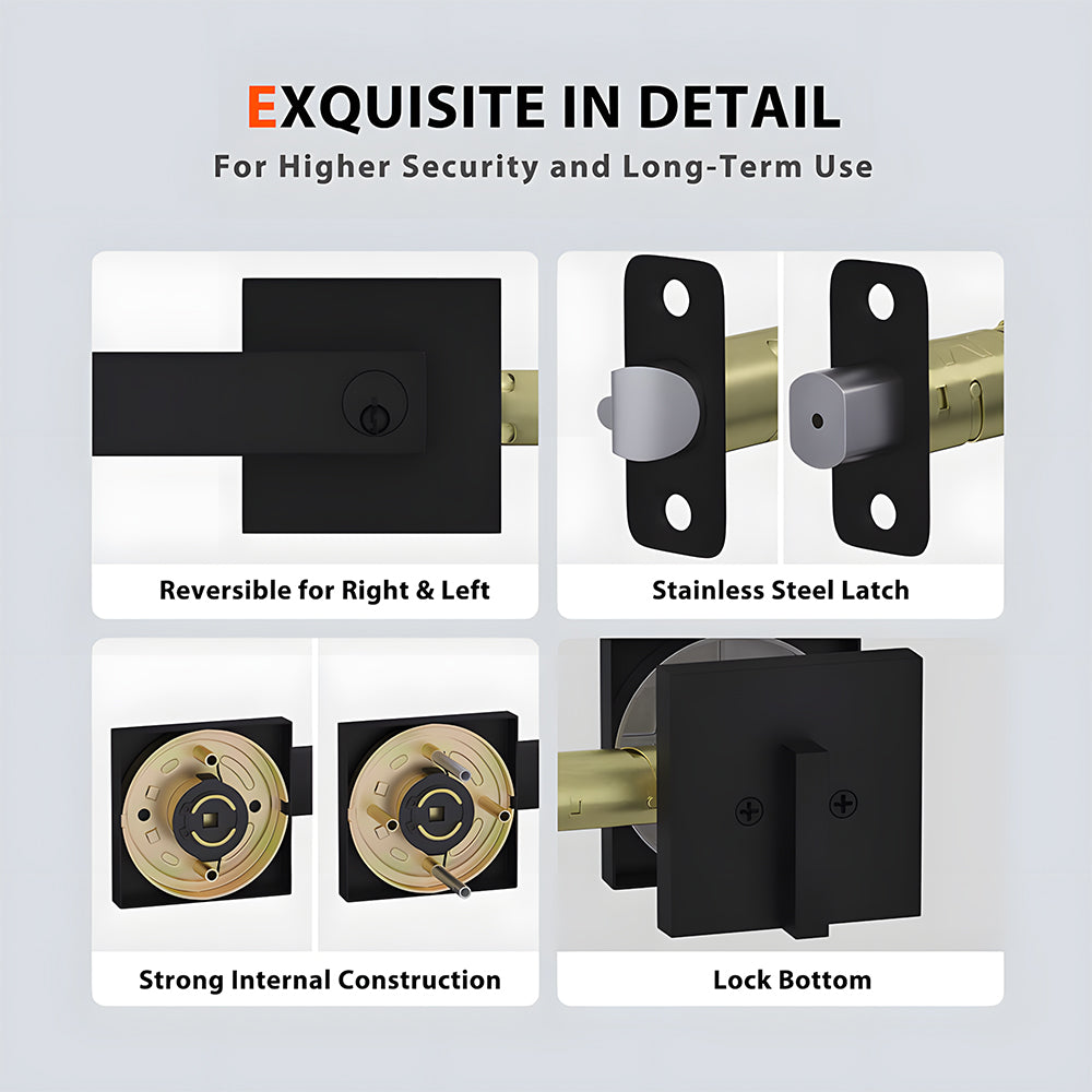 Keyed Entry Door Handle and Deadbolt Set for Exterior Doors