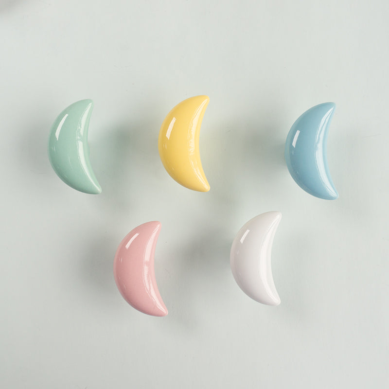 Colorful Ceramic Crescent Moon Cabinet Knobs