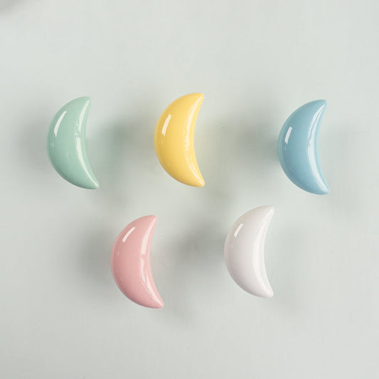 Colorful Ceramic Crescent Moon Cabinet Knobs