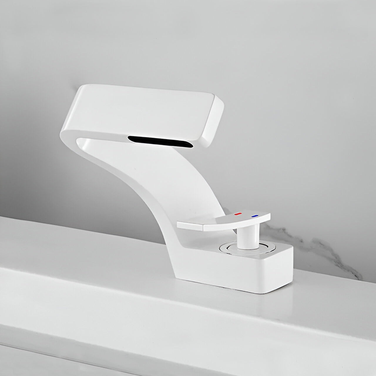 Sereno Waterfall Single Lever Brass Bathroom Sink Faucet, Single Hole Basin Faucet