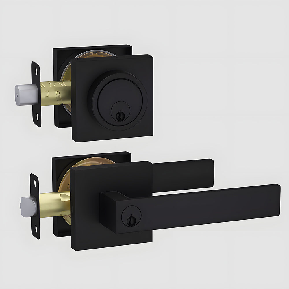 Keyed Entry Door Handle and Deadbolt Set for Exterior Doors