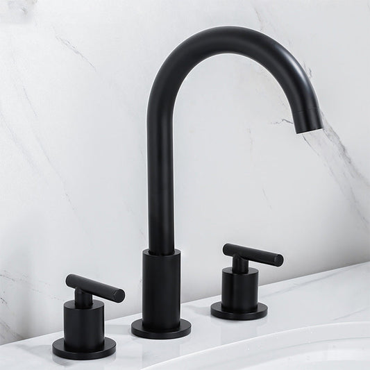Tivora Minimalist Gooseneck Two-Handle 3-Hole Widespread Bathroom Sink Faucet