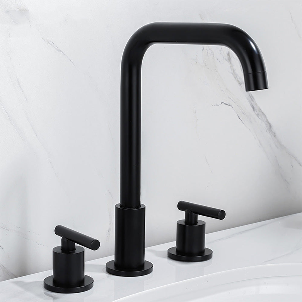 Modena Modern High-Arc T-Handle 3-Hole Widespread Bathroom Sink Faucet