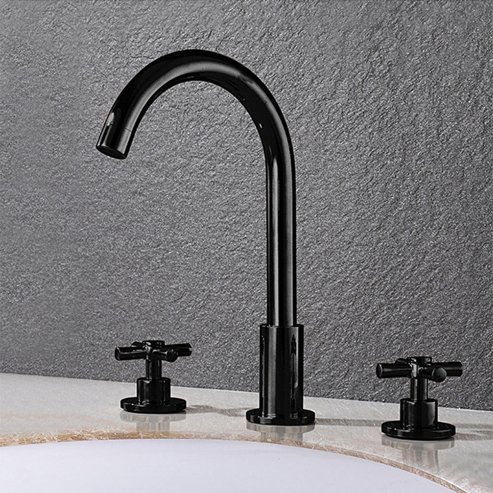 Novatek Modern High-Arc Two-Handle 3-Hole Widespread Bathroom Sink Faucet