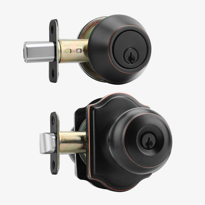 Keyed Entry Door Knob and Deadbolt Set for Front Doors