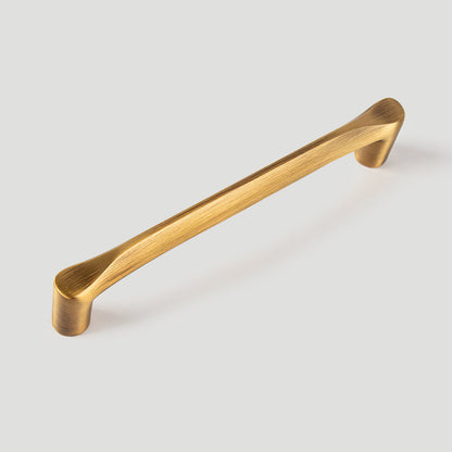 Curved Brass Cabinet Pulls in Gold and Black