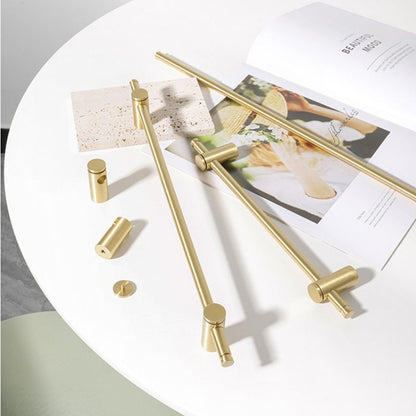 Adjustable Long Round Bar Cabinet Pulls, Gold / Brushed Brass Finish