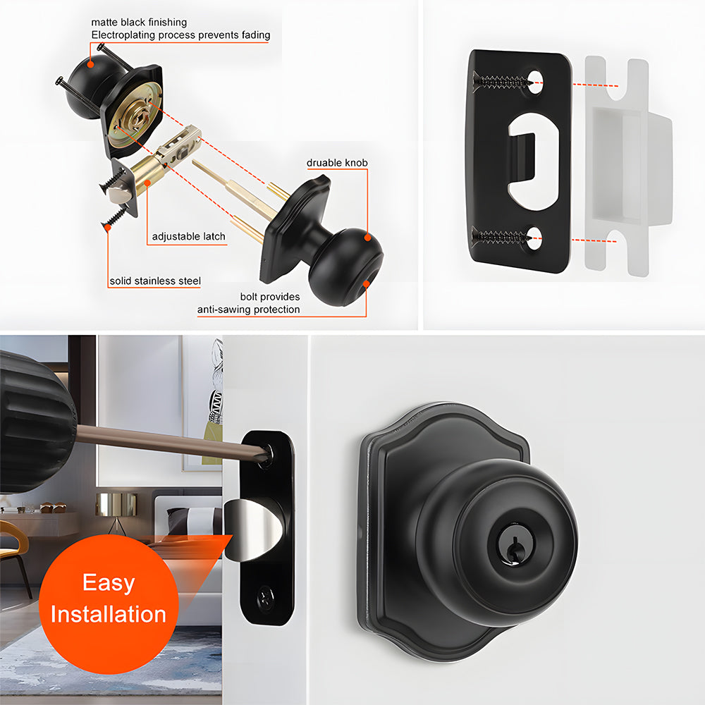 Keyed Entry Door Knob and Deadbolt Set for Front Doors