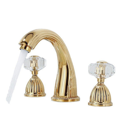 Aurion Retro Crystal Handle 3-Hole Widespread Bathroom Sink Faucet