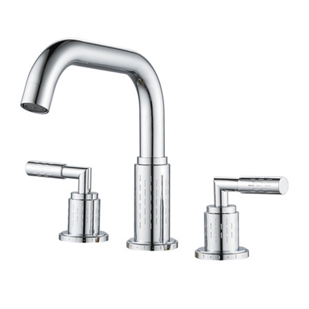 Dorvia Modern High-Arc Two-Handle 3-Hole Widespread Bathroom Sink Faucet with Textured Details