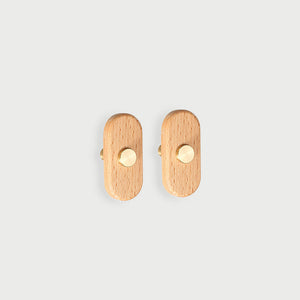Beech Finish Wood Drawer Pulls with Copper Accents