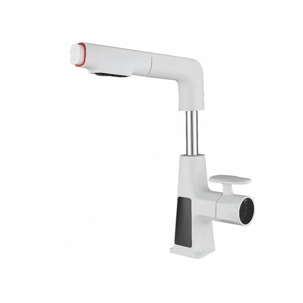 Pull-Out Digital Display Bathroom Sink Faucet With Dual Spray Modes