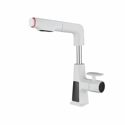 Pull-Out Digital Display Bathroom Sink Faucet With Dual Spray Modes