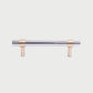 Two-Tone Round Bar Cabinet Handles with Brass Feet