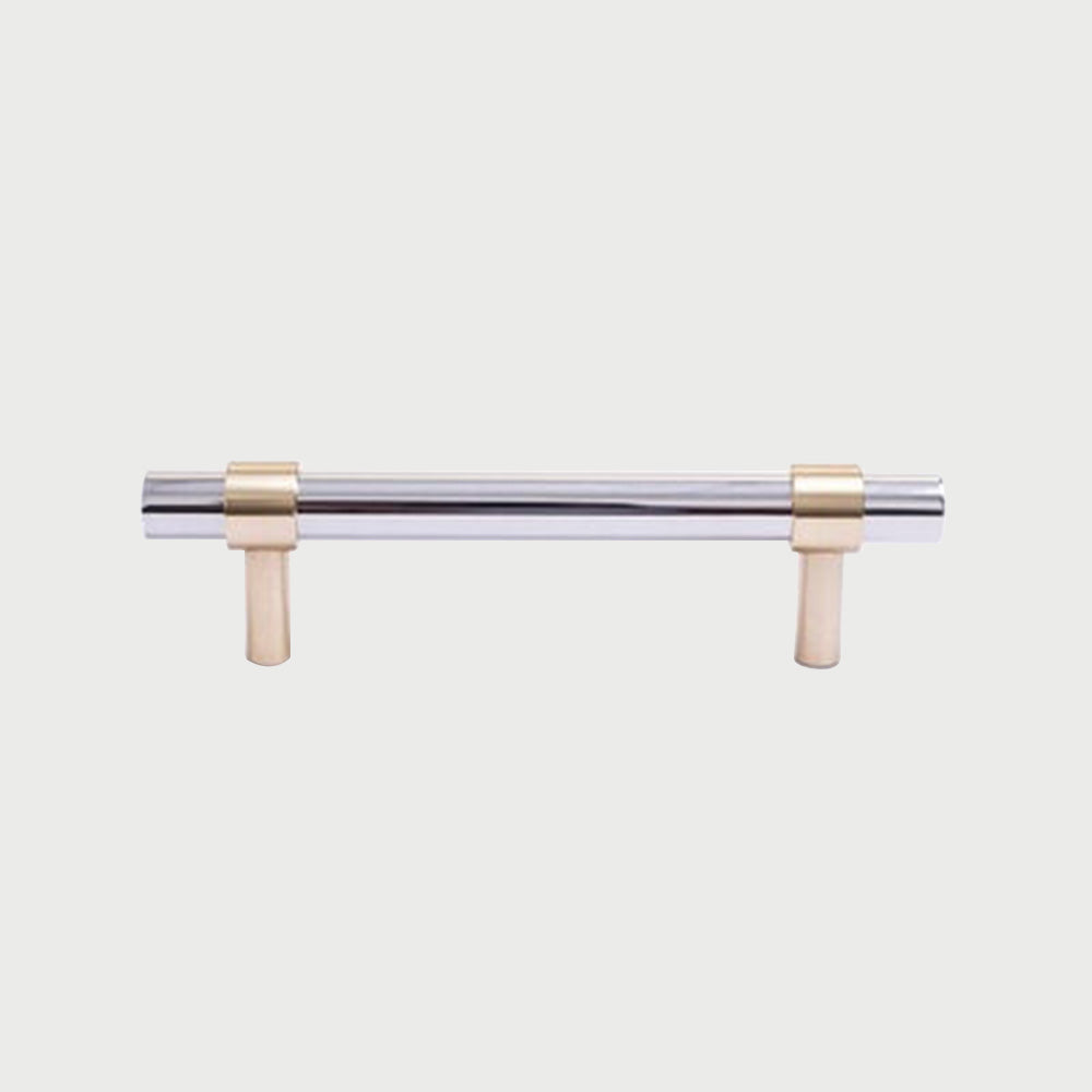 Two-Tone Round Bar Cabinet Handles with Brass Feet
