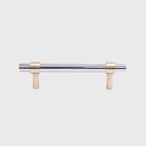 Two-Tone Round Bar Cabinet Handles with Brass Feet
