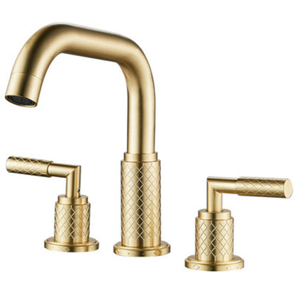 Art Deco Textured Two-Handle 3-Hole Widespread Bathroom Sink Faucet