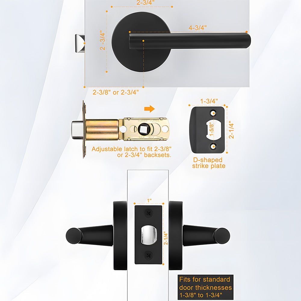 Gold and Black Interior Door Lever Handles for Bedroom and Hallway Doors