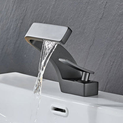 Sereno Waterfall Single Lever Brass Bathroom Sink Faucet, Single Hole Basin Faucet
