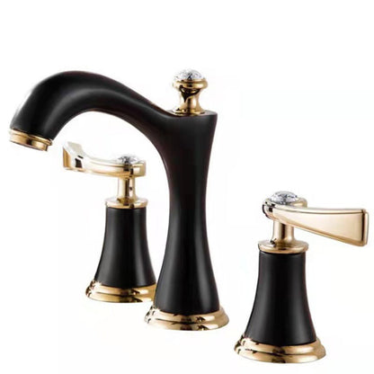 Traditional High-Arc Two-Handle 3-Hole Widespread Bathroom Sink Faucet