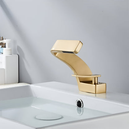 Sereno Waterfall Single Lever Brass Bathroom Sink Faucet, Single Hole Basin Faucet