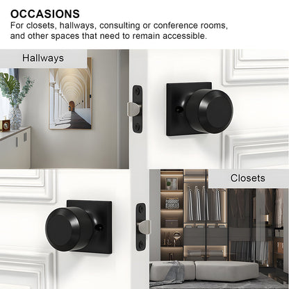 Matte Black Round Privacy Door Knob for Bedroom and Bathroom Doors