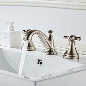 Double-handle Three-hole Widespread Bathroom Sink Faucet