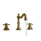 Antique Brass Dual Cross Handles Widespread 3 Hole Bathroom Faucet