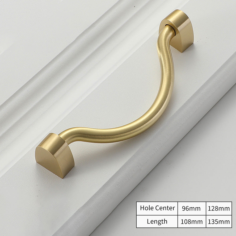 Brushed Brass S-Curve Drop Bail Drawer Pulls for Dressers