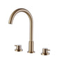 3 Hole Double Handle Brass Widespread Bathroom Faucet