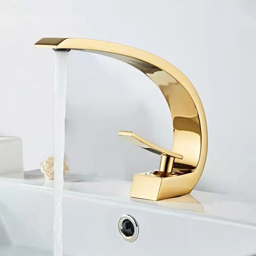 Cadenza Modern Crescent Waterfall Single-Handle Bathroom Sink Faucet