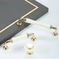 White Ceramic Cabinet Pulls and Knobs, Gold / Black Options