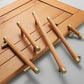 Wood Cabinet Handles with Brushed Brass Ends